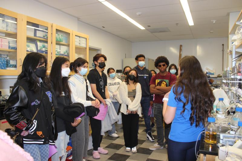 Students tour a laboratory at UCLA.