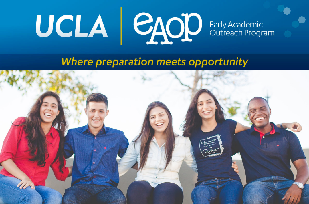 students gathered under EAOP logo