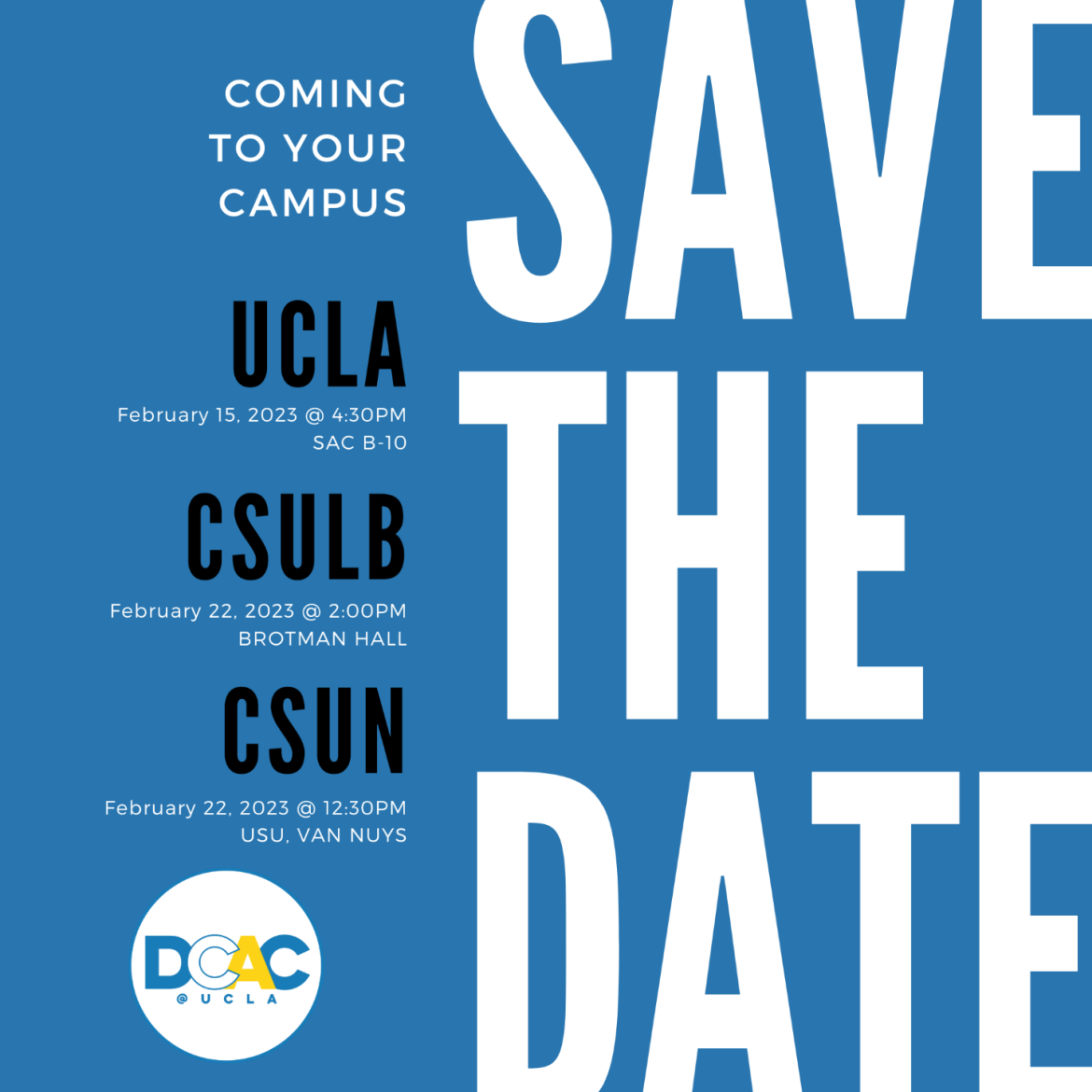 Flyer for Save the Date Info Sessions