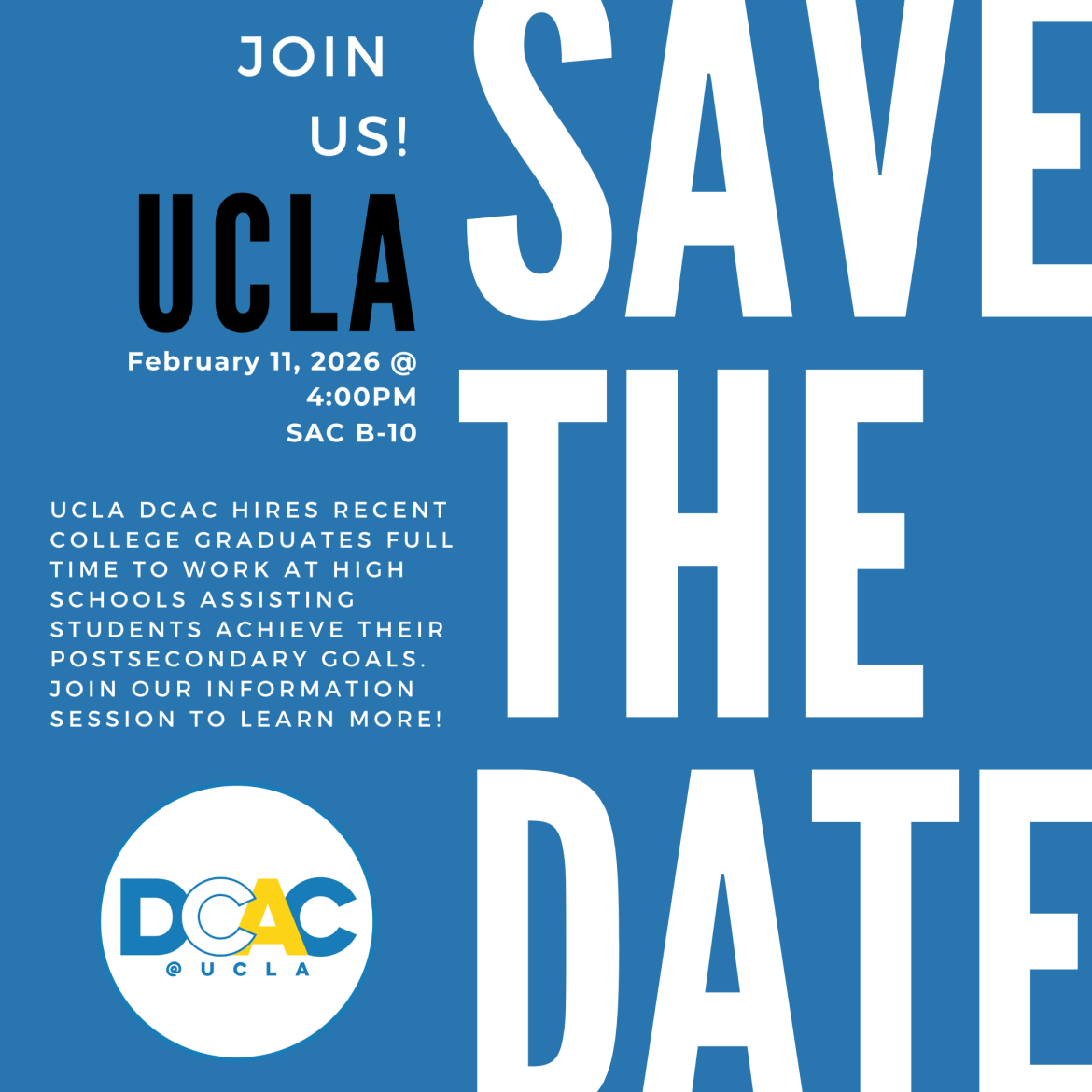 DCAC Info Session Dates In Person