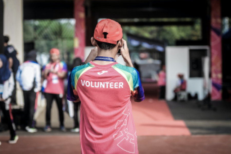 Person wearing a volunteer shirt